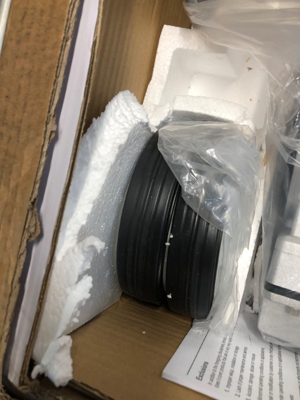 Photo 1 of (read clerk notes) California Air Tools Ultra Quiet & Oil Free 1-HP 8-Gallon Steel Tank Air Compressor (Missing wheel hardware and damaged muffler) 