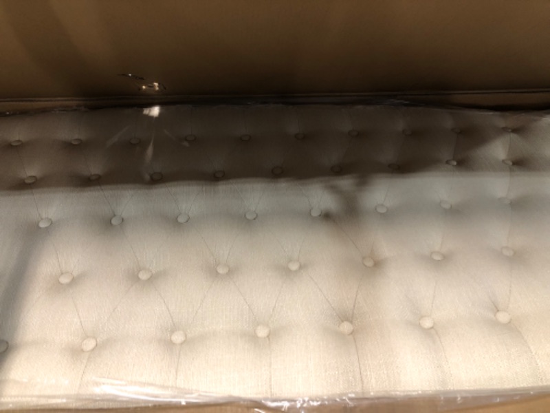 Photo 2 of [READ NOTES]
24KF Linen Upholstered Tufted Button King Headboard and comfortable fashional padded King/California King Size headboard - Ivory