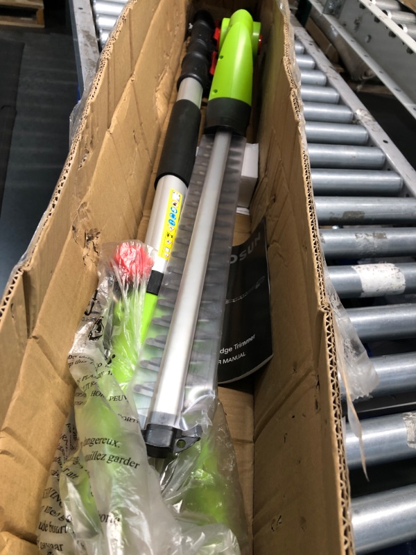 Photo 2 of **MISSING BATTERY** VIVOSUN 20" Cordless Pole Hedge Trimmer, 20V Electric Bush Trimmer with 20” Dual-Action Laser Blade, Adjustable Cutting Head, 0.55" Cutting Capacity, 2.0AH Battery and Fast Charger Included