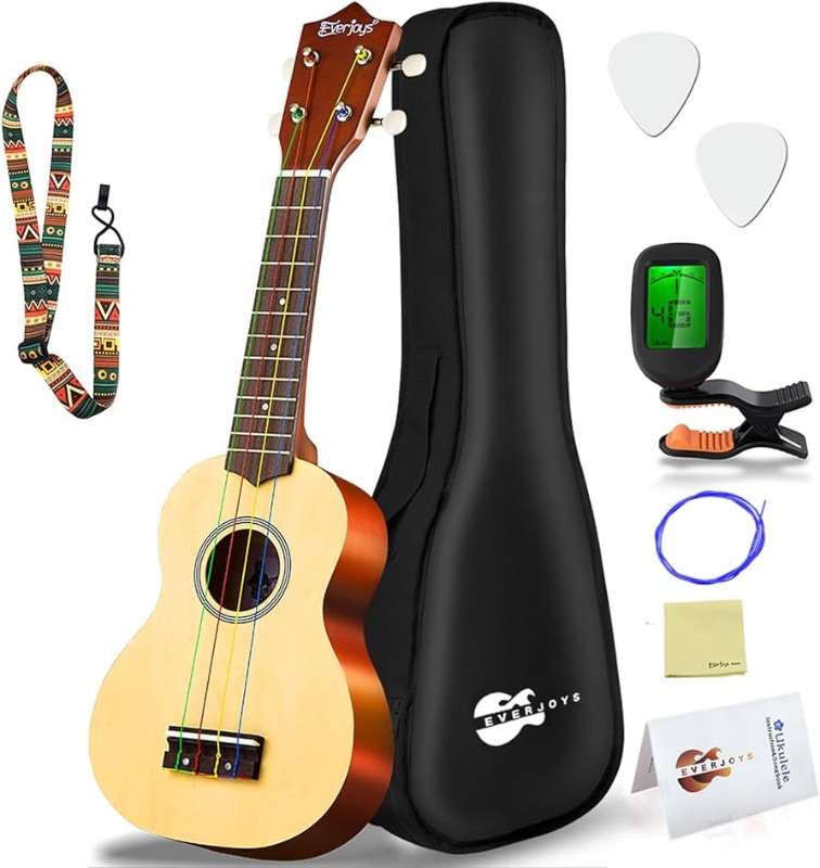 Photo 1 of ***PARTS ONLY NON-REFUNDABLE READ NOTES**Everjoys Soprano Ukulele Beginner Pack-21 Inch w/Rainbow String Free Online Lesson Gig Bag Fast Learn Songbook Digital Tuner Pick All in One Kit