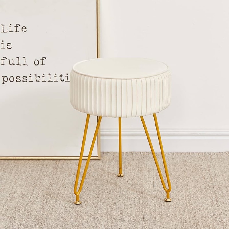 Photo 1 of ***USED - LIKELY MISSING PARTS - UNABLE TO VERIFY FUNCTIONALITY***
Velvet Vanity Stool Chair, Modern Ottoman Foot Rest Stool with Adjustable Golden Legs, Makeup Chair for Vanity, Multifunctional Makeup Stool for Vanity, Small Vanity Chair for Bedroom, Bei