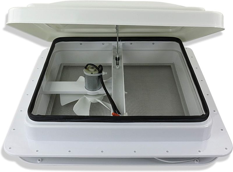 Photo 1 of (READ FULL POST) Leisure Coachworks 14" RV Trailer Roof Vent Complete 12 Volt Fan w/White lid and Interior Garnish