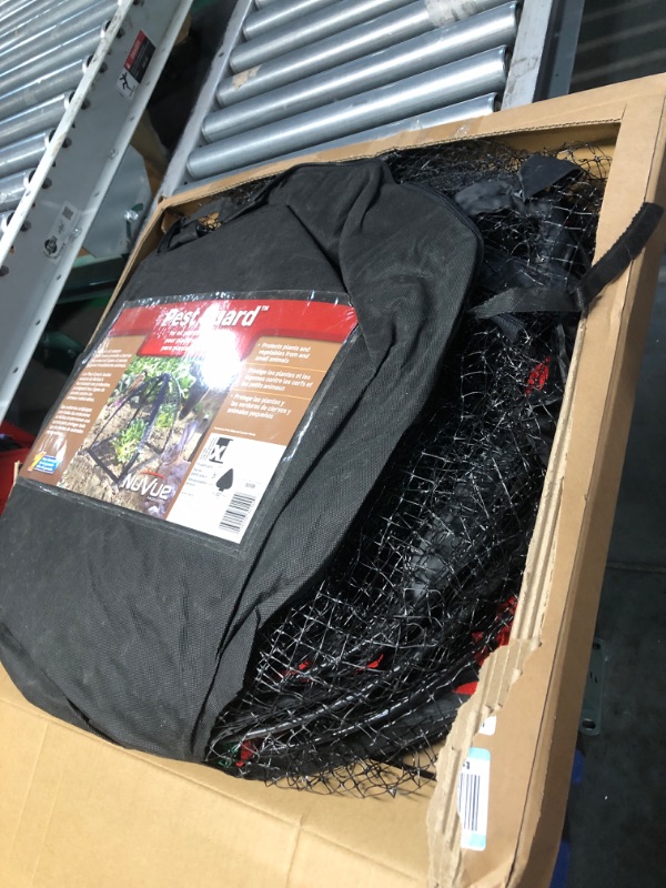 Photo 2 of ***USED - LIKELY MISSING PARTS - UNABLE TO VERIFY FUNCTIONALITY***
NuVue Products 32109 Pop-Up Garden Netting Pest Guard Cover with Ground Spikes, Mesh Plant Cover Tent for Pest and Animal Control, Black, 52" x 52" x 54"