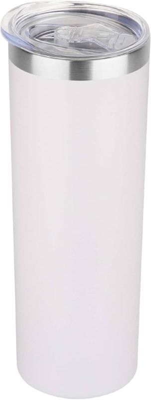 Photo 1 of 2 CUPS TOTAL / HASLE OUTFITTERS 20 oz Skinny Tumbler, Stainless Steel Insulated Slim Tumbler with Lid, Reusable Double Wall Travel Coffee Mug, Durable Powder Coated Travel Water Cup WHITE 