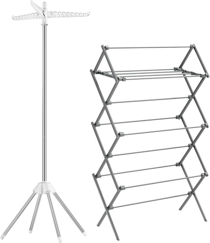 Photo 1 of ***STOCK PHOTO REFERENCE ONLY***
SONGMICS 59-Inch Clothes Drying Rack and Steel Frame Clothes Drying Rack Bundle, Laundry Drying Rack with 4 Legs, Foldable Clothes Drying Rack, White, Silver and Gray ULLR510W01 and ULLR770G01