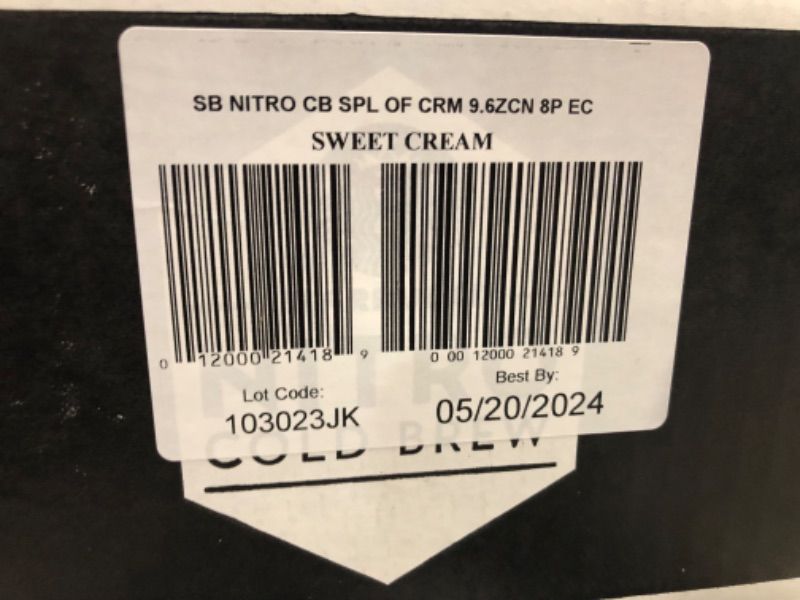 Photo 1 of ***NON REFUNDABLE***Starbucks Nitro Cold Brew Coffee, Splash of Sweet Cream, 9.6 fl oz Cans (8 Pack), Iced Coffee, Cold Brew Coffee, Coffee Drink Sweet Cream 9.6 Fl Oz (Pack of 8)
