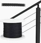 Photo 1 of MUZATA 1000ft 1/8" Black T316 Stainless Steel Cable Wire Rope for Indoor Outdoor Cable Railing Stair Deck Fencing 7x7 Strand DIY Balustrade Hanging WR19 WP1
