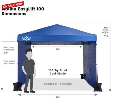 Photo 4 of (READ FULL POST) Yoli Malibu EasyLift 100 10' x 10' Straight Leg Instant Canopy Value Pack
