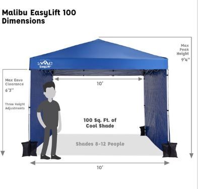 Photo 4 of (READ FULL POST) Yoli Malibu EasyLift 100 10' x 10' Straight Leg Instant Canopy Value Pack
