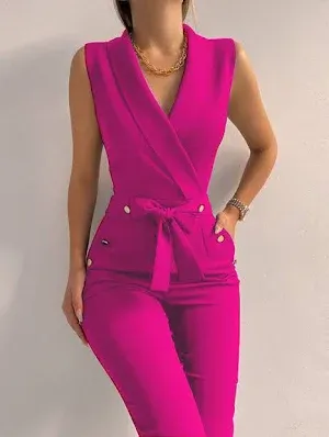 Photo 1 of *****STOCK IMAGE FOR SAMPLE*****
Jumpsuits for Women Dressy Romper Pants Suits Rompers Pantsuit Jumper for Women One Piece Outfit Loose Wide Leg Casual Small Lite Pink