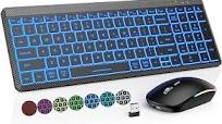 Photo 1 of (used) SABLUTE Wireless Keyboard and Mouse Backlits, Slim Portable Rechargeable Multi-Device Bluetooth Cordless Keyboard, Switch up to 3 Devices, RGB Silent Mouse, for Mac, Windows, iOS, Android, Laptop
