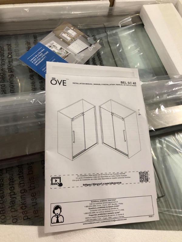 Photo 3 of ***USED - LIKELY MISSING PARTS - UNABLE TO VERIFY FUNCTIONALITY***
OVE Decors Bel Soft-Close Satin Nickel 46-in to 48-in W x 78.75-in H Frameless Sliding Soft Close Shower Door