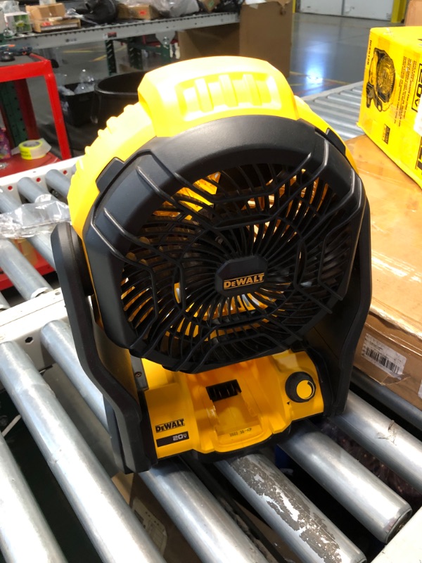 Photo 6 of ***MISSING BATTERY - UNABLE TO TEST - SEE PICTURES***
DEWALT 20V MAX Jobsite Fan, Cordless, Portable, Bare Tool Only (DCE512B) Yellow/Black