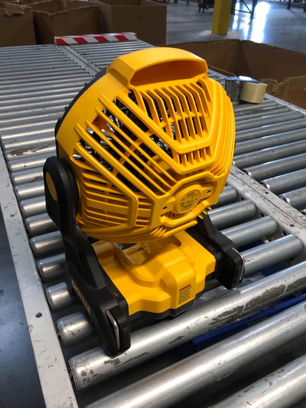 Photo 1 of ***MISSING BATTERY - UNABLE TO TEST - SEE PICTURES***
DEWALT 20V MAX Jobsite Fan, Cordless, Portable, Bare Tool Only (DCE512B) Yellow/Black