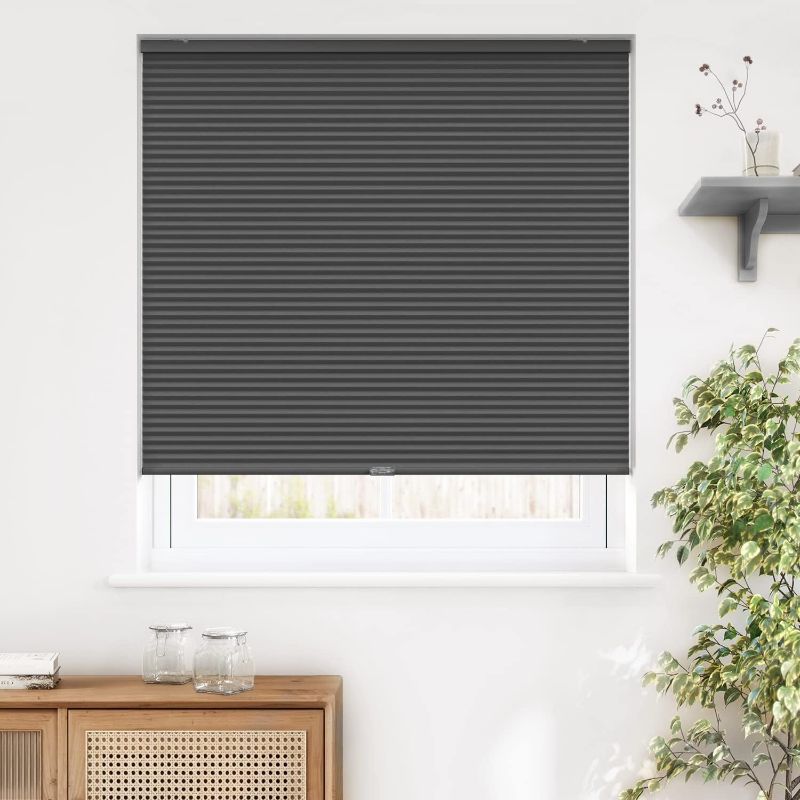 Photo 1 of ***USED - LIKELY MISSING PARTS - UNABLE TO VERIFY FUNCTIONALITY***
LazBlinds Cordless Cellular Shades, Blackout Privacy Light Blocking Honeycomb Shade Pleated Blinds for Windows Size 46'' W x 48'' H, Black Blackout-black 46'' W x 48'' H