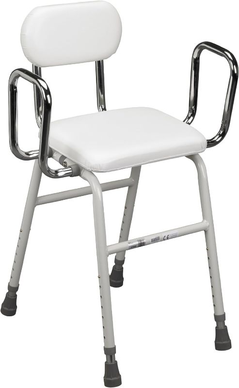 Photo 1 of ***STOCK PHOTO REFERENCE ONLY***
Adjustable Height Stool with Back and Arms White