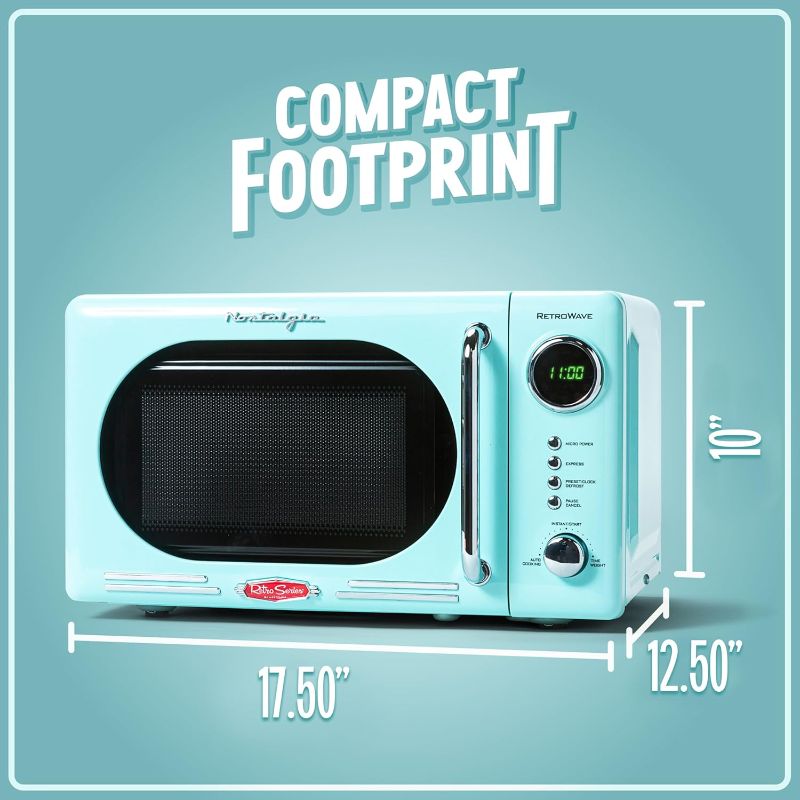 Photo 5 of (READ FULL POST) Nostalgia Retro Compact Countertop Microwave Oven - 0.7 Cu. Ft. - 700-Watts with LED Digital Display - Child Lock - Easy Clean Interior - Aqua
