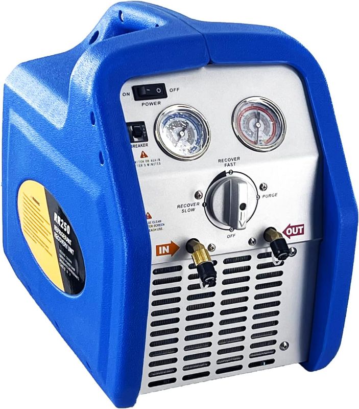 Photo 1 of ***STOCK PHOTO REFERENCE ONLY***
3/4HP Single Cylinder Refrigerant Recovery Machine, 110V 60Hz Portable Oil-less Freon Recycling Unit for Both Liquid and Vapor Refrigerant, for Automotive A/C System, Household HVAC System--ORANGE