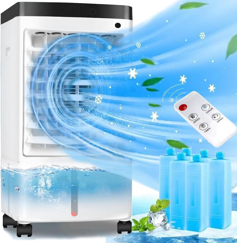 Photo 1 of ***STOCK PHOTO REFERENCE ONLY***
Evaporative Air Cooler, 3 In 1 Swamp Cooler with 6 Ice Packs, Remote, 12H Timer, Portable Evaporative Cooler with 70° Oscillation, 3 Speeds, 3 Modes, Cooling Fan for Bedroom, Living Room, Office