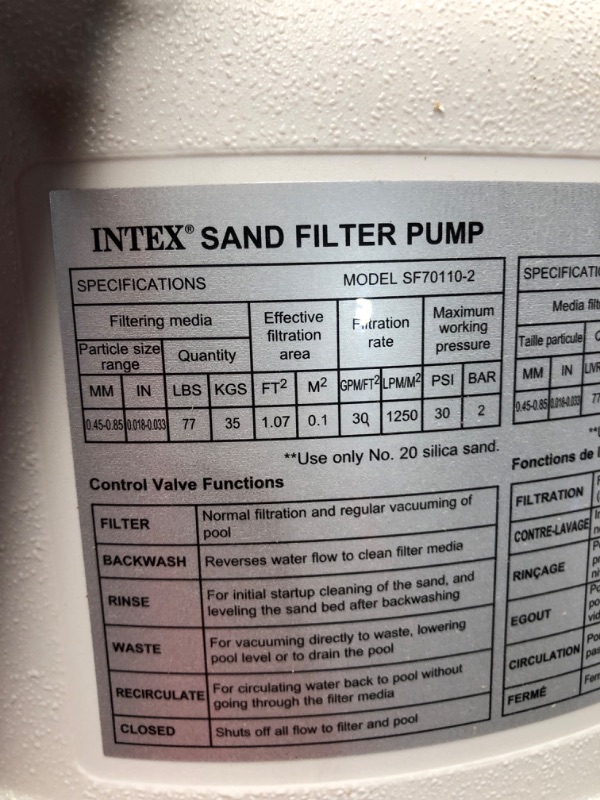 Photo 1 of ***USED - MISSING PARTS - SEE PICTURES - UNABLE TO TEST***
Intex 26647EG Krystal Clear 14" 2800 GPH Above Ground Pool Sand Filter Pump with Automatic Timer