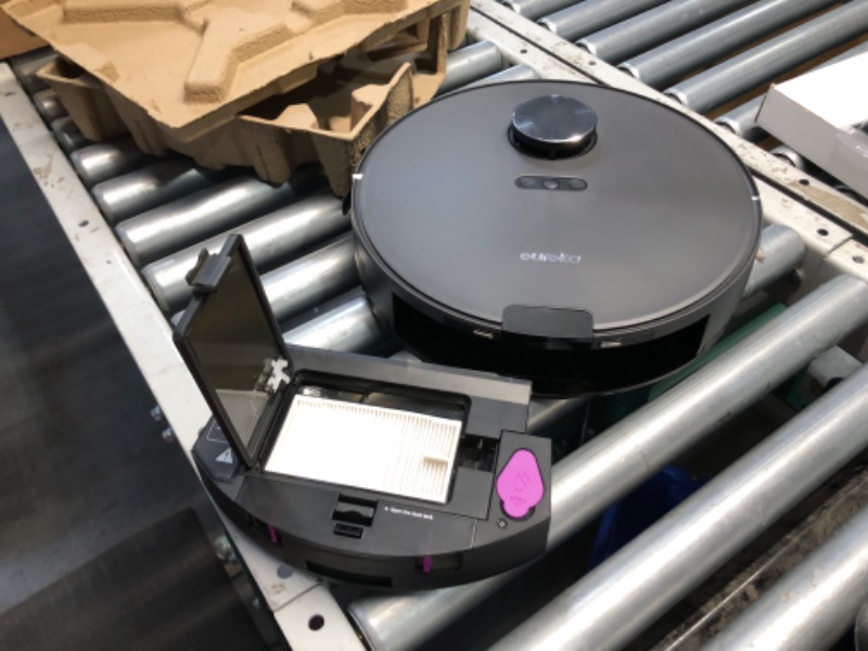 Photo 5 of ***USED - POWERS ON - UNABLE TO TEST FURTHER - LIKELY MISSING PARTS***
Eureka E10s Robot Vacuum with Bagless Self Emptying Station, Robotic Vacuum and Mop Combo, 45-Day Capacity, 4000Pa Suction for Pet Hair, Carpet&Floor, Auto Lifting Mop, LiDAR Navigatio