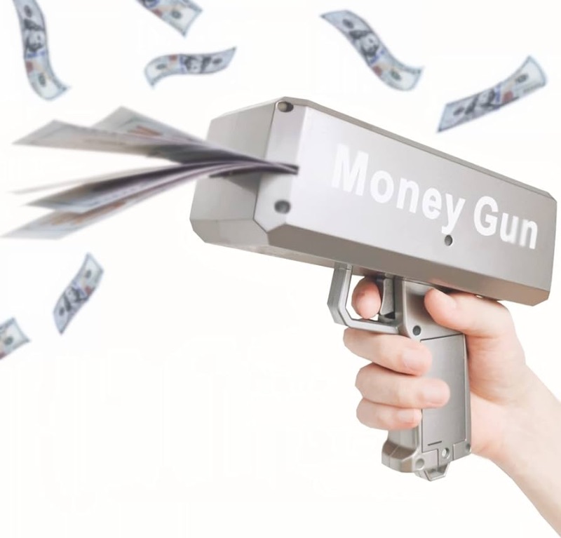 Photo 1 of ***FACTORY SEALED*** Newest Super Gun Shooter Playing Spary Make it Rain Cash Gun Prop Bill Dispenser Shooter(Silive Grey)