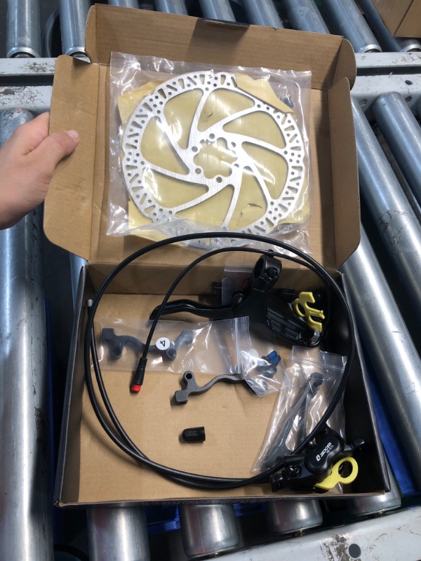 Photo 2 of ***PARTS ONLY******NON REFUNDABLE*** Zoom H876E 2-PIN/3-PIN 4-Pistons E-Bike Electric Power-Off Hydraulic Brake Set with 180mm Rotors, Pre-Bled Hydraulic Disc Brake Caliper Lever for eBike (Included Mounting Adapter)