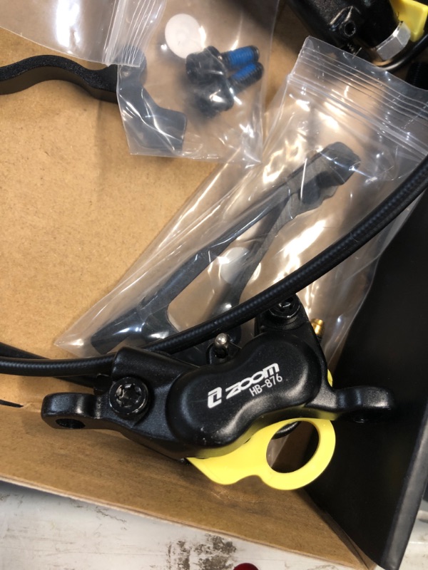 Photo 3 of ***PARTS ONLY******NON REFUNDABLE*** Zoom H876E 2-PIN/3-PIN 4-Pistons E-Bike Electric Power-Off Hydraulic Brake Set with 180mm Rotors, Pre-Bled Hydraulic Disc Brake Caliper Lever for eBike (Included Mounting Adapter)