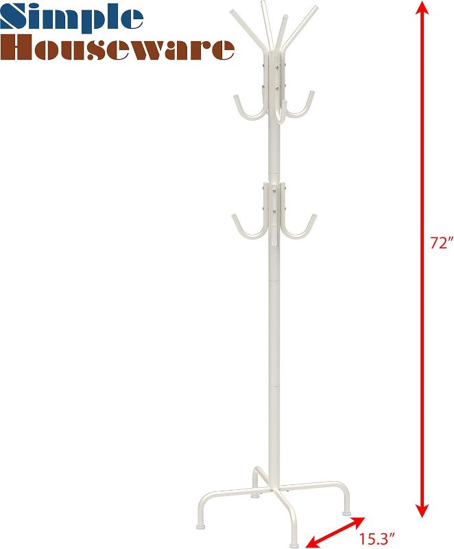 Photo 4 of (READ FULL POST) Simple Houseware Standing Coat and Hat Hanger Organizer Rack, 12 Hooks White