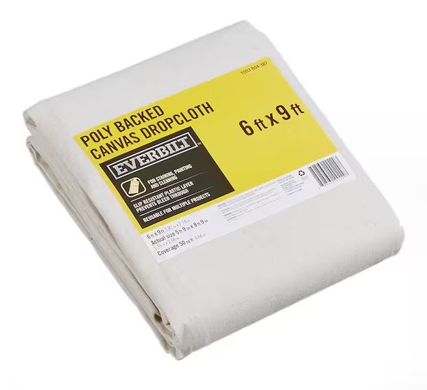 Photo 1 of 6 ft. x 9 ft. Beige Medium Duty Poly Backed Canvas Drop Cloth
