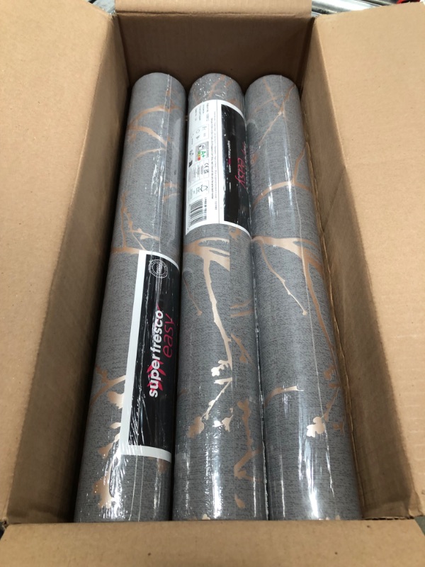 Photo 2 of 3 ROLLS --Superfresco Easy
Innocence Charcoal/Copper Vinyl Strippable Roll (Covers 56 sq. ft.)