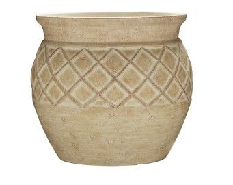 Photo 1 of allen + roth Round 15-in W x 12.5-in H Off-white Mixed/Composite Traditional Indoor/Outdoor Planter
