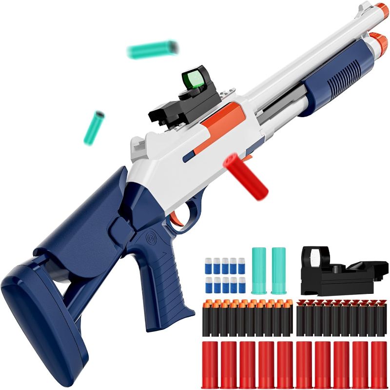 Photo 1 of Toy  Models Foam Blasters (33-Inch) Soft Bullet Shotgun,Empty Shell Ejecting Design [with10 Shell 40 Soft Darts] Perfect for Indoor and Outdoor Play Blue