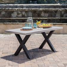 Photo 1 of **PARTIAL SET // SEE NOTES** Black Rectangular Stone and Metal Outdoor Patio Dining Table
58
