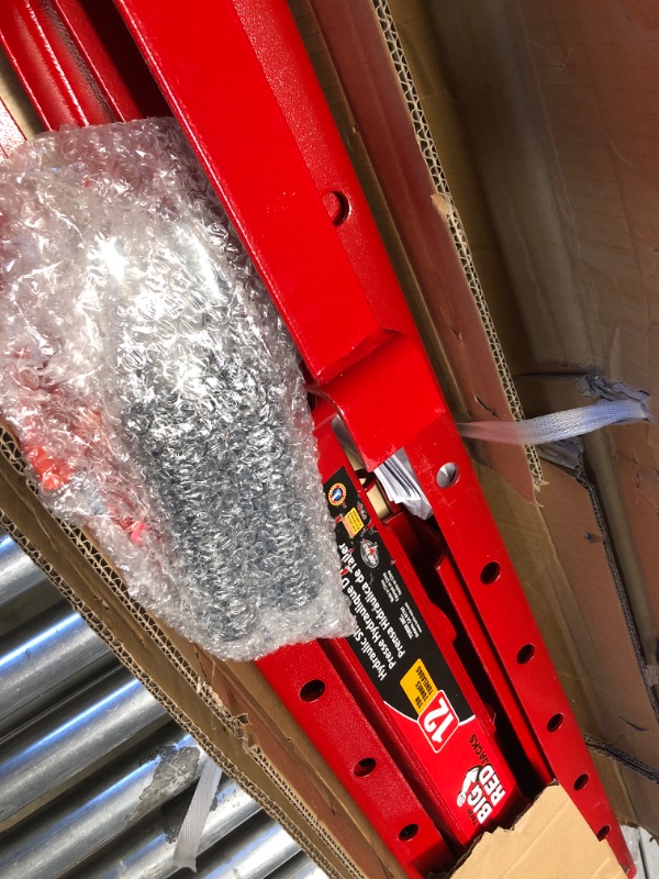 Photo 1 of BIG RED T51201 Torin Steel H-Frame Hydraulic Garage/Shop Floor Press with Stamping Plates, 12 Ton (24,000 lb) Capacity, Red 12 Ton (24,000 LBs)