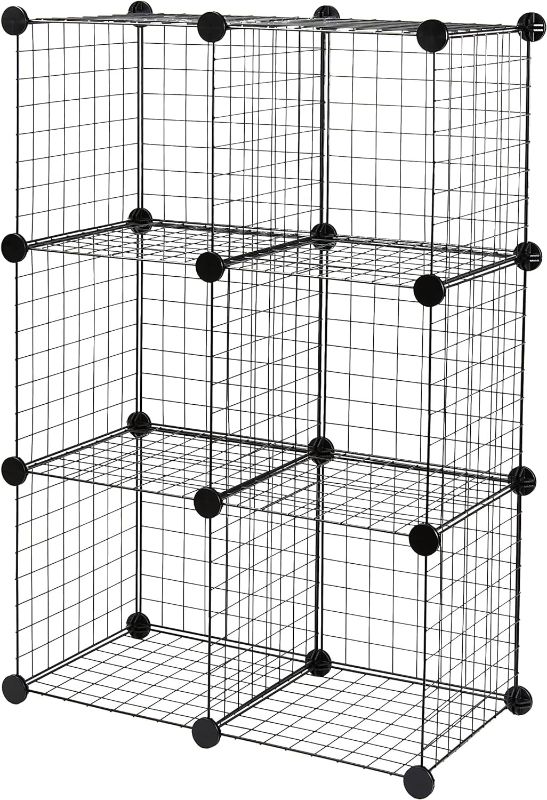 Photo 1 of *see notes* Amazon Basics 6-Cube Wire Grid Stackable Storage Shelves, 12 x 12-Inches, Black, 12.6"D x 26"W x 38"H
