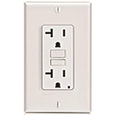 Photo 1 of 20 Amp 125-Volt NEMA 5-20R SmartlockPro 2-Pole Duplex GFCI Outlet with LED, Light Almond
