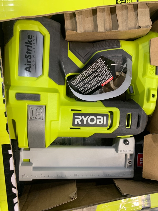 Photo 2 of See notes *** RYOBI ONE+ 18-Gauge Cordless AirStrike Narrow Crown Stapler P361 Green