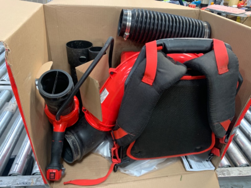 Photo 2 of not able to test pre used*** CRAFTSMAN Gas Powered Backpack Leaf Blower, Lightweight Backpack Blower, 220MPH, 51cc, 2-Cycle (CMXGAAMR51BP), Liberty Red