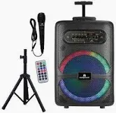 Photo 1 of Max Power DJ Speaker - MPD1223-ROAR Portable Sound System -Bluetooth Multi LED Light Speaker Set Perfect for Indoor and Outdoor - PA Speaker System with Remote, Microphone and Speaker Stand