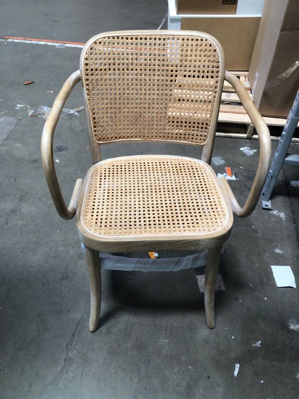 Photo 1 of Modway Winona Elm Wood Dining Chair with Cane Rattan Seat, Gray Grey Dining Chair