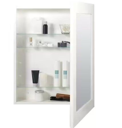 Photo 1 of 24-1/2 in. W x 30-1/2 in. H Framed White Recessed/Surface Mount Medicine Cabinet with Mirror
