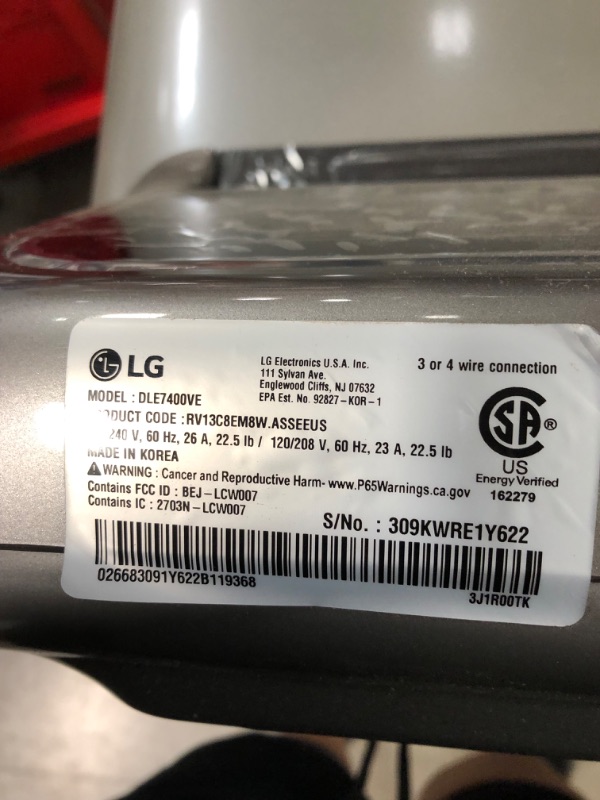 Photo 1 of [READ NOTES]
LG EasyLoad 7.3-cu ft Smart Electric Dryer (Graphite Steel) ENERGY STAR
