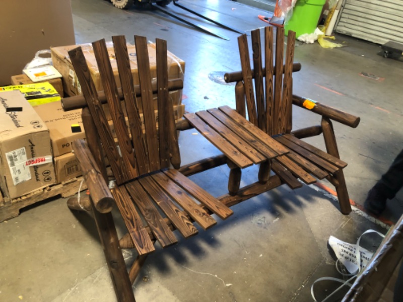 Photo 2 of 
Outsunny
Wood Adirondack Patio Chair Bench with Center Coffee Table Perfect for Lounging and Relaxing Outdoors