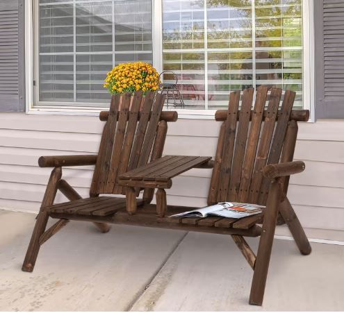 Photo 1 of 
Outsunny
Wood Adirondack Patio Chair Bench with Center Coffee Table Perfect for Lounging and Relaxing Outdoors