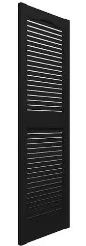 Photo 1 of 14.5 in. x 36 in. Louvered Vinyl Exterior Shutters Pair in Black
