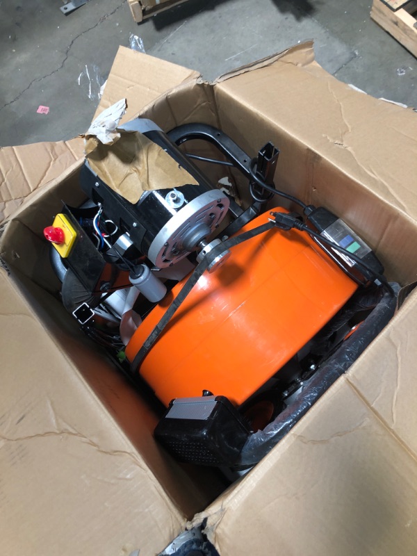 Photo 2 of ***Parts Only***VEVOR Drain Cleaner Machine 50FT x 1/2Inch, Auto Feed Sewer Snake Auger with 4 Cutter & Air-activated Foot Switch for 1" to 4" Pipes, Orange, Black Orange, Black 50Ft x 1/2Inch