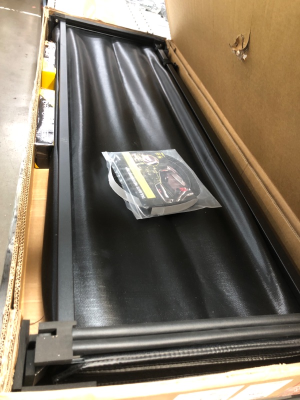 Photo 1 of Truck Bed Tonneau Cover Compatible with Toyota Tacoma 2016-2023 5 ft Short Box w/or w/o Deck Rail, Soft Folding(Tri Fold) Style Soft Folding 5ft