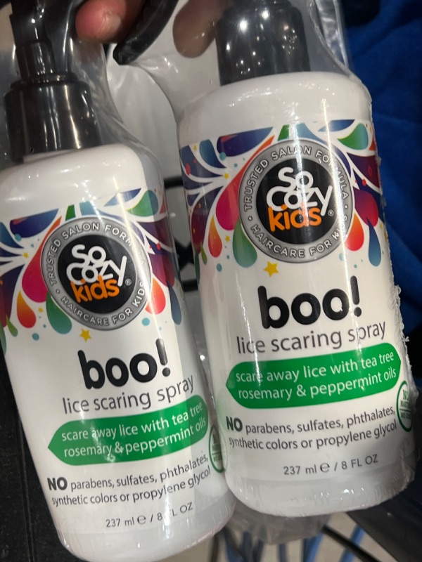 Photo 2 of  So Cozy Twin Pack Boo! Spray for Kids Hair - with Tea Tree, Rosemary and Peppermint Oils - 8 Fluid Ounces - No Parabens, Sulfates, Synthetic Colors or Dyes-
