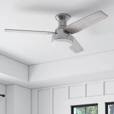 Photo 1 of * SEE NOTES* Harbor Breeze Mac III Easy2Hang 52-in Brushed Nickel Color-changing Indoor Flush Mount Ceiling Fan with Light and Remote (3-Blade)
